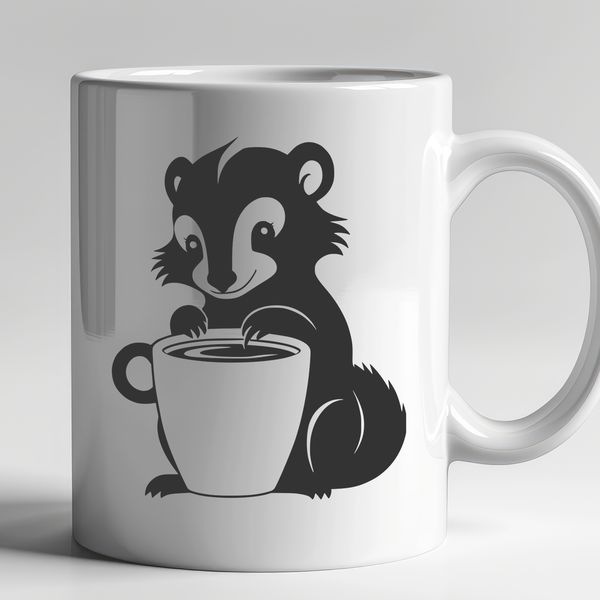 Wildlife Illustration - Skunk Design A detailed illustration of a wild skunk animal.