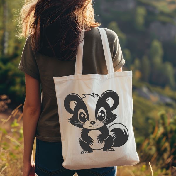 Detailed Skunk Vector Art A detailed illustration of a skunk, a wild animal known for its distinctive odor and black and white markings.