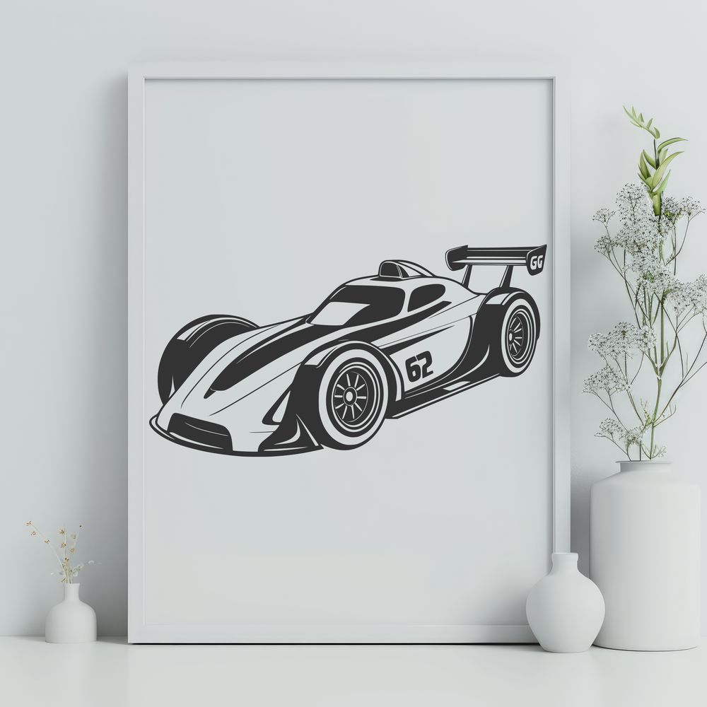 Detailed Car Graphics Racing Car Vector Design: A detailed illustration of a high-performance vehicle.