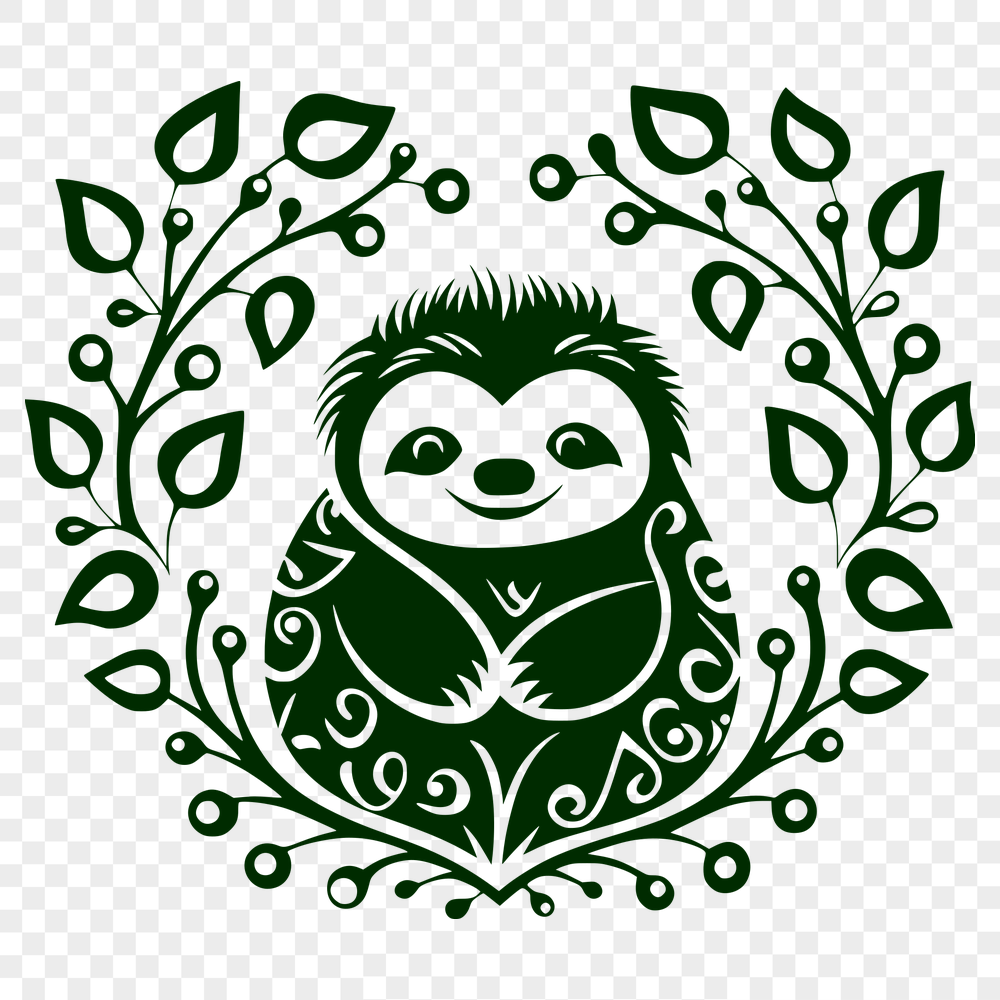 Floral Sloth SVG, PNG, PDF And DXF Files