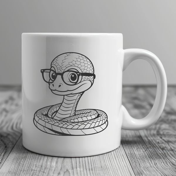 Cute Reptile in Spectacles A snake wearing glasses is depicted in this vector illustration.
