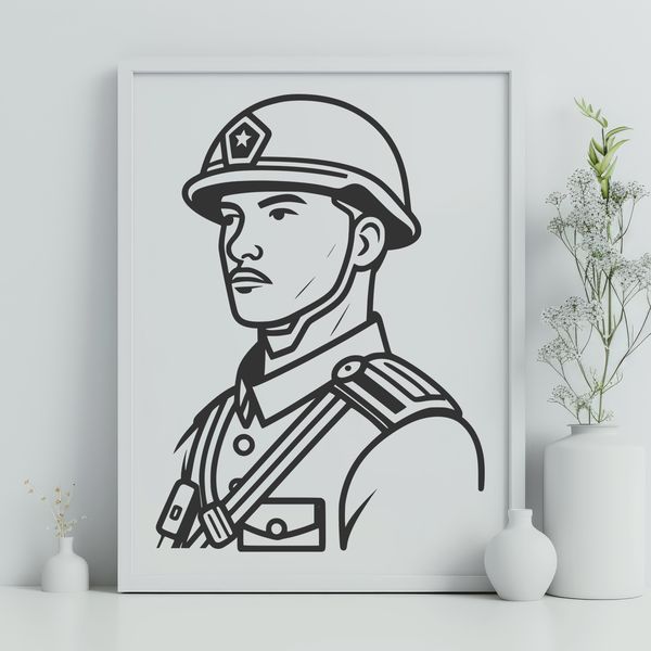 Male Military Figure Vector Illustration Male soldier in military uniform, created as vector art.