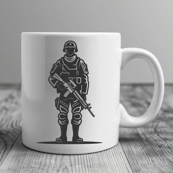 Military Figure SVG Illustration A digital illustration of a soldier in a military uniform.