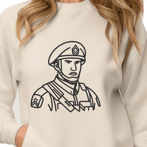 Male Figure in Military Uniform Vector Graphic A professional man in military attire, represented as a vector graphic.