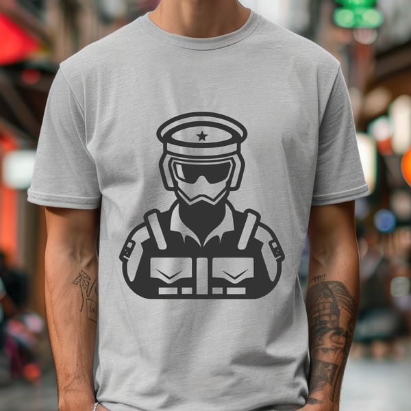 Soldier Clip Art SVG Design An infographic-style image featuring a single man dressed as a soldier.