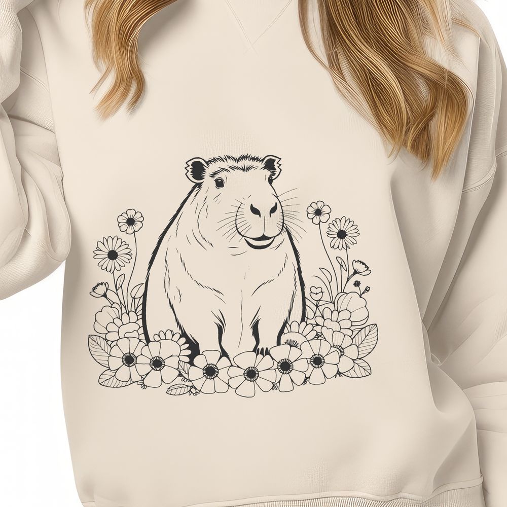 Whimsical Water-Loving Animal SVG Design An SVG design of a capybara, suitable for use in digital artwork or crafting projects with cutting machines like Cricut.