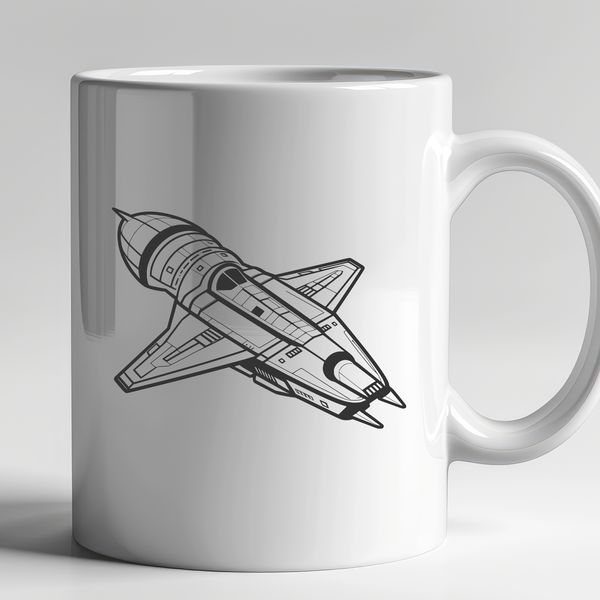 Cosmic Cruiser Vector Illustration A detailed vector illustration of a spaceship in space, suitable for digital cutting machines like Cricut.