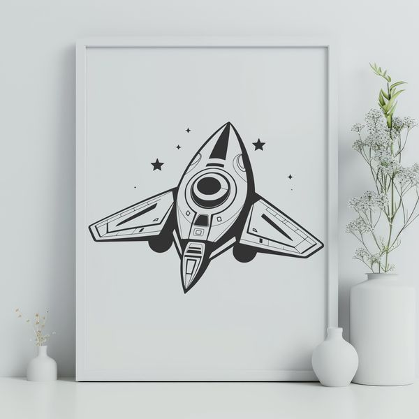 Cosmic Spacecraft Design SVG Cut File Illustrative space vessel design for digital cutting machines like Cricut or laser cutters.