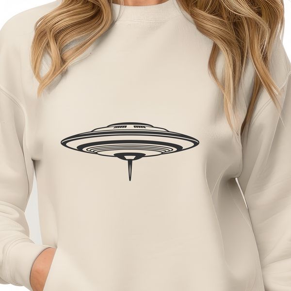 Colorful UFO Design Vector Art A detailed illustration of a futuristic spaceship soaring through outer space.