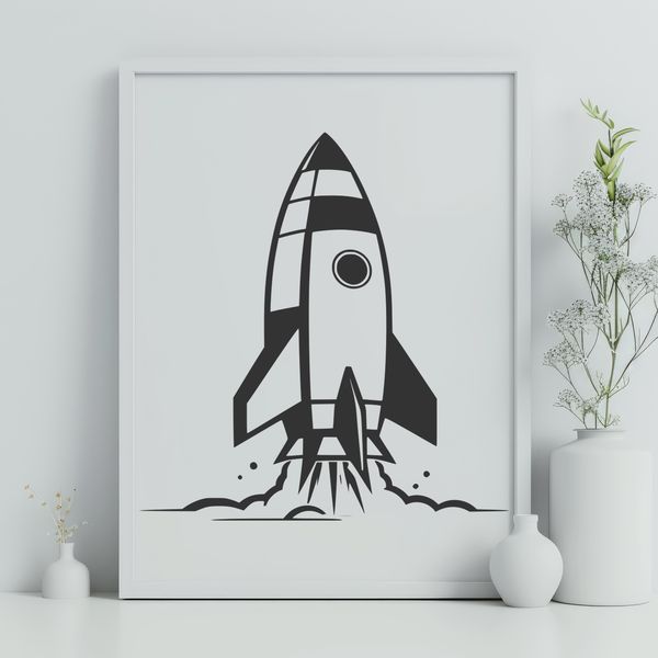 Metallic Spaceship Design Element A 2D illustration of a futuristic spaceship with metallic details and sleek design elements.