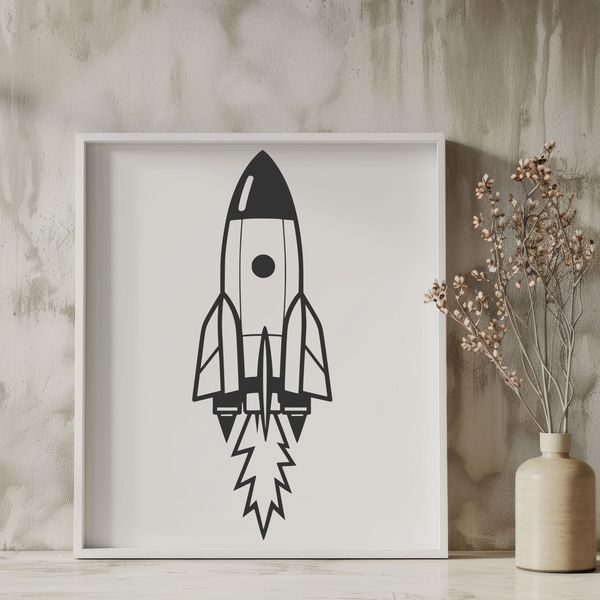 Stellar Cruiser Vector Art Digital artwork of a rocket ship cruising through the cosmos.