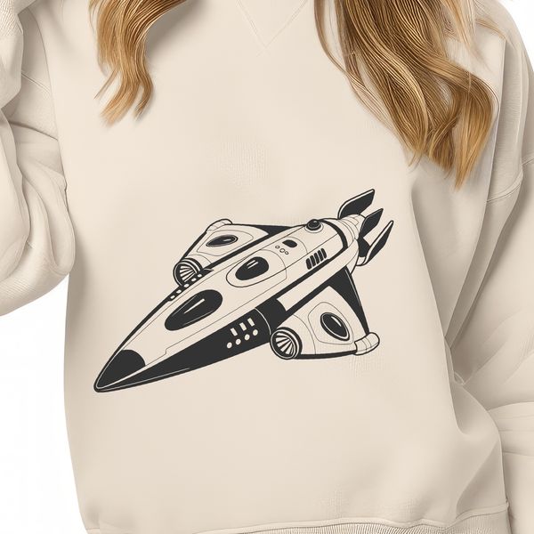 Beautiful Spaceship Clip Art SVG File A high-quality vector illustration of a futuristic spaceship, suitable for printing or cutting with a Cricut machine.