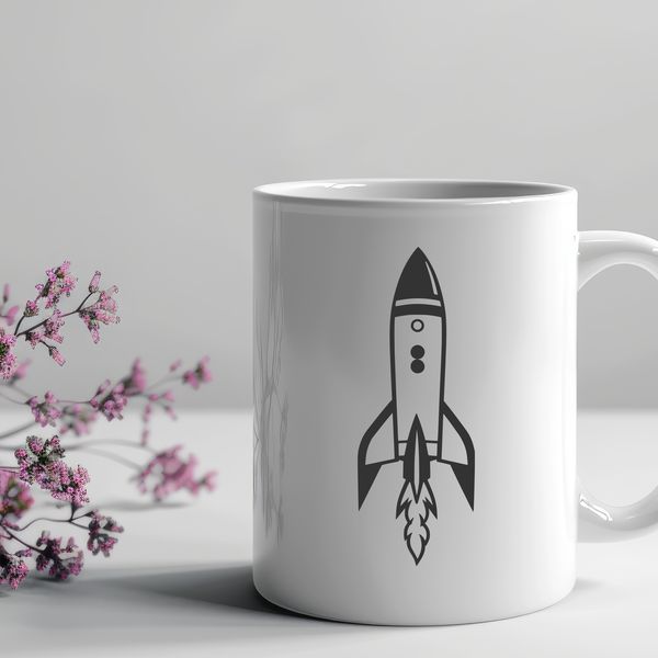 Cosmic Cruiser SVG Design Detailed space-themed SVG design featuring a stylized rocket ship, ideal for commercial and personal use in graphic projects.