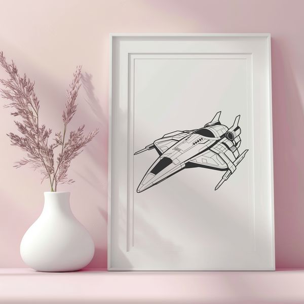 Bold Galaxy Ship Design SVG File A futuristic spaceship illustration in vector format, designed for various applications.