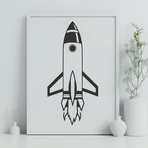 Cosmic Cruiser Silhouette A futuristic spacecraft with sleek lines and metallic surfaces, ready to blast off into the cosmos.