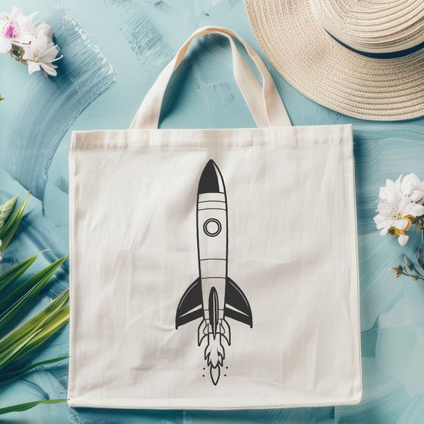 Spacecraft Illustration Template An abstract design concept of a spacecraft, ideal for use as a vector template in Adobe Illustrator or Procreate software.