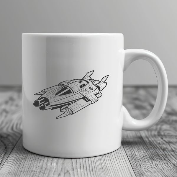 Futuristic Spacecraft Vector Model A futuristic spacecraft model with detailed design elements, suitable for digital cutting or laser engraving.