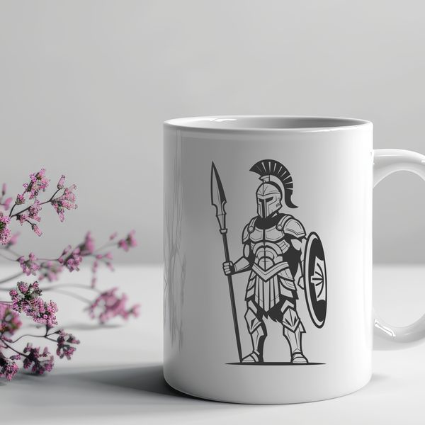 Vector Spartan Soldier Design A warrior from ancient Greece dressed in traditional attire, depicted in a stylized vector format.