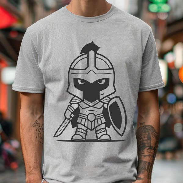 Detailed Spartan Fighter Design A highly detailed digital illustration of a Spartan warrior in ancient Greek armor.