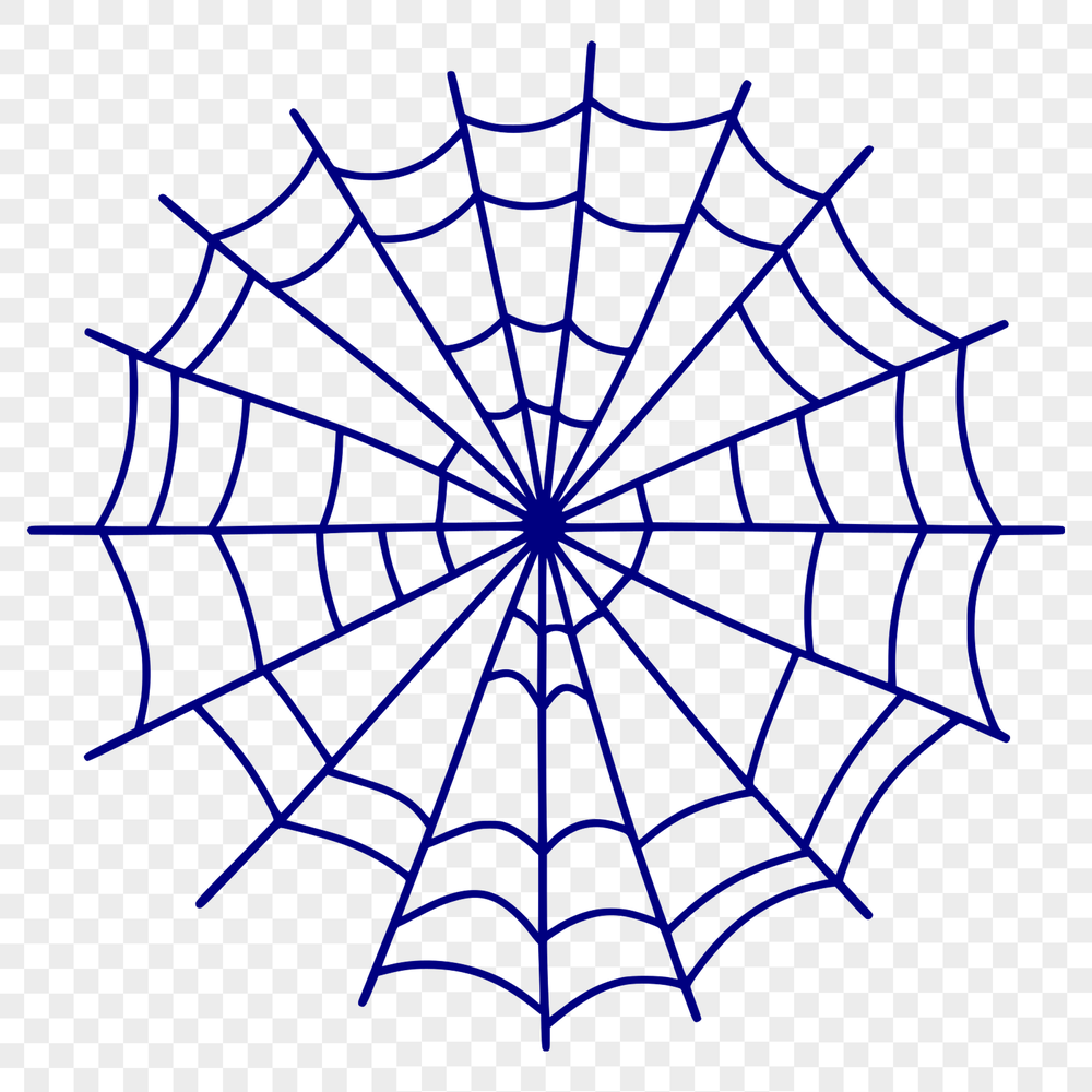 A detailed illustration of a spider web made from interconnected lines and shapes.
