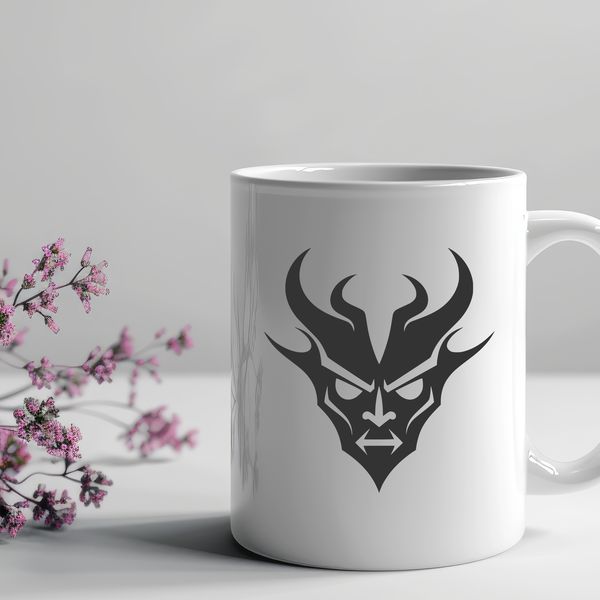 Halloween Decorations SVG Template A stylized illustration of the devil or Satan, suitable for Halloween decorations or vector design projects.