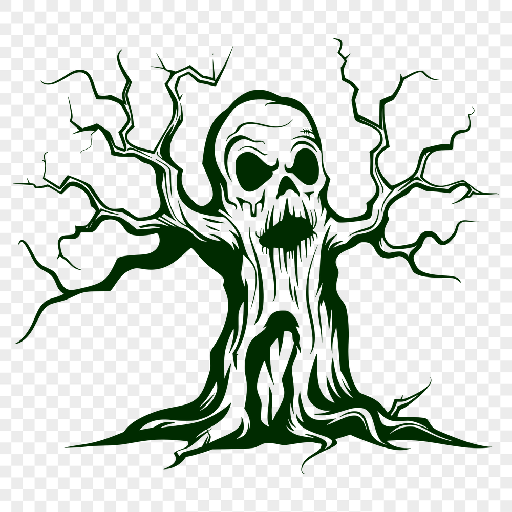 Unique Spooky Tree Stencil