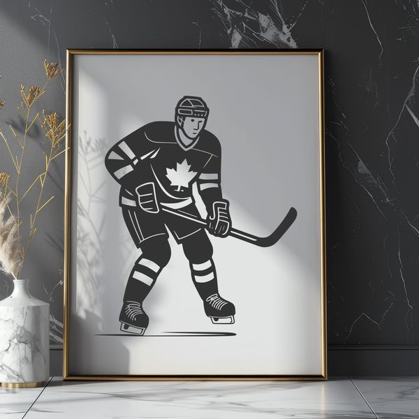 Vector Hockey Action Scene An illustration of a hockey player in action, created as a vector graphic.