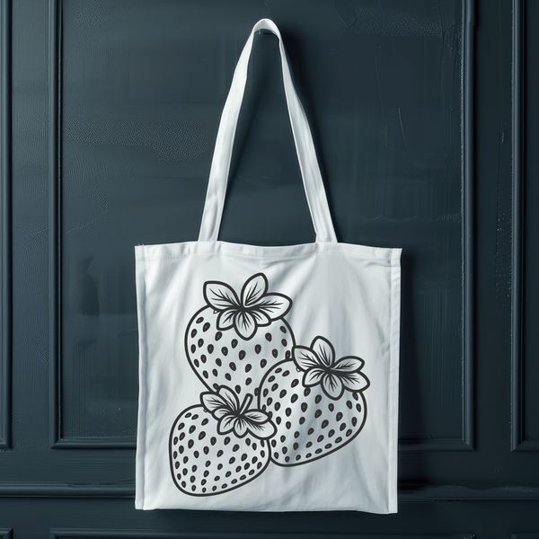 Juicy Strawberry Illustration A digital illustration of a ripe strawberry with green stem.