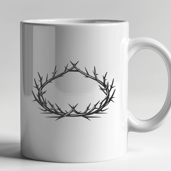 Thorny Royal Emblem Design A digital representation of the Crown of Thorns, a significant symbol in Christian iconography.