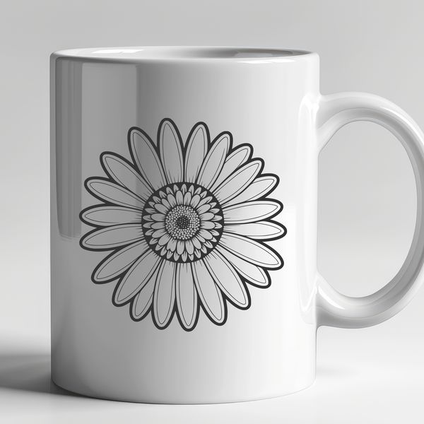 Simple Daisies SVG Clip Art Design A simple illustration of a white daisy with yellow center on a transparent background.