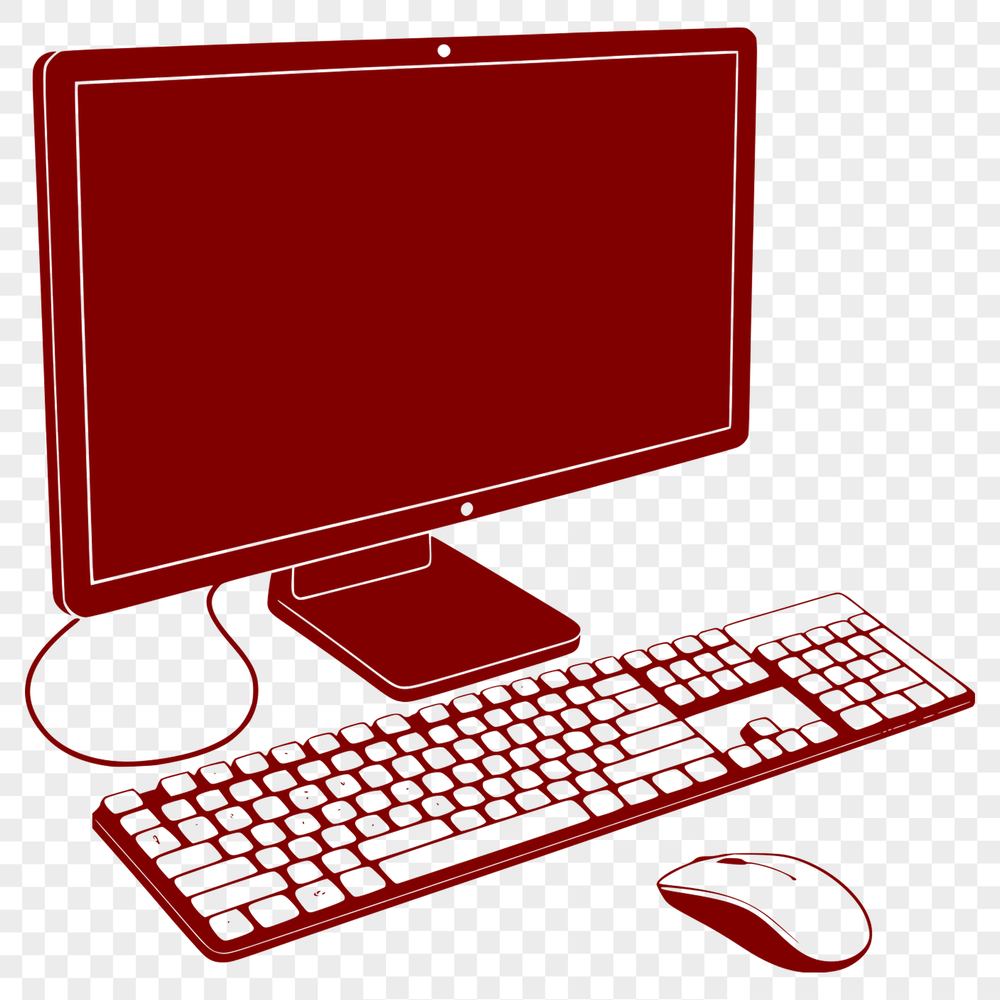 A detailed digital illustration of a modern desktop computer setup.