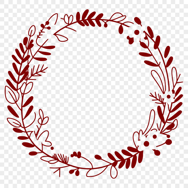 A floral wreath design made up of intricately arranged shapes and patterns.