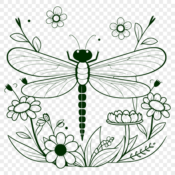 Dragonfly Design SVG File An intricately designed vector image of a dragonfly, suitable for use with cutting machines like Cricut or laser cutters.