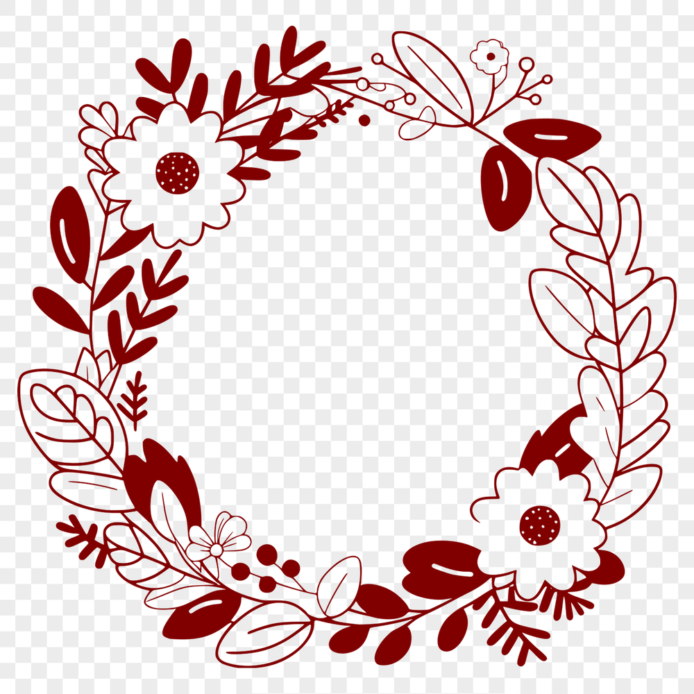 Scalable Vector Graphic Wreath Illustration A floral wreath design created as a scalable vector graphic (SVG) suitable for various digital applications.