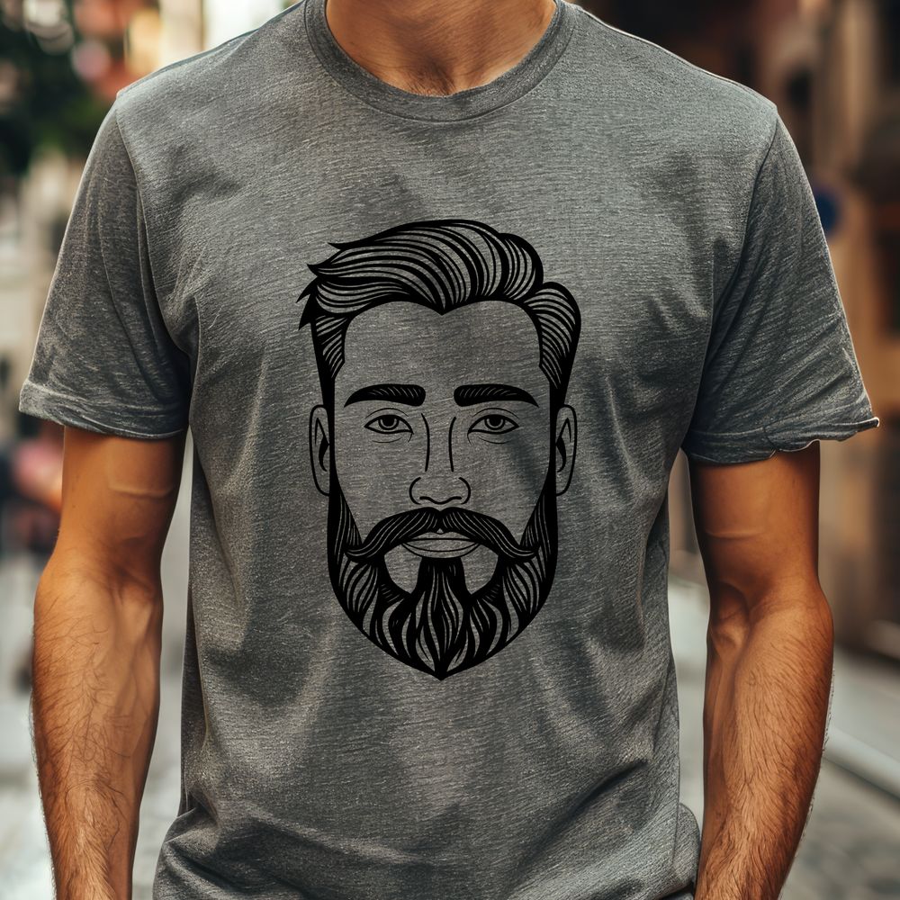 Illustrated Man Portrait with Facial Hair A vector illustration of a male figure with facial hair, suitable for digital cutting machines like Cricut or laser cutters.