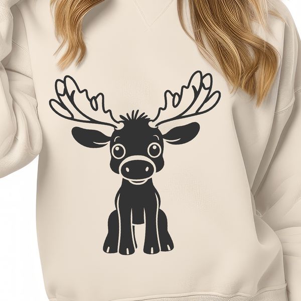Wildlife Illustration with Moose Antlers Illustrated depiction of a large wild animal with antlers and fur, suitable for vector designs.