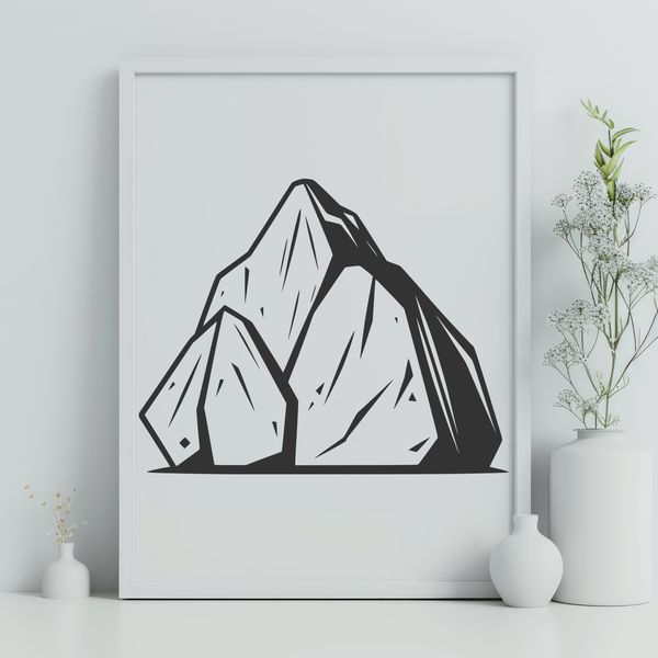 Free Cuttable Rock Design SVG A digital illustration of a rock in vector format, suitable for cutting machines like Cricut or laser cutters.