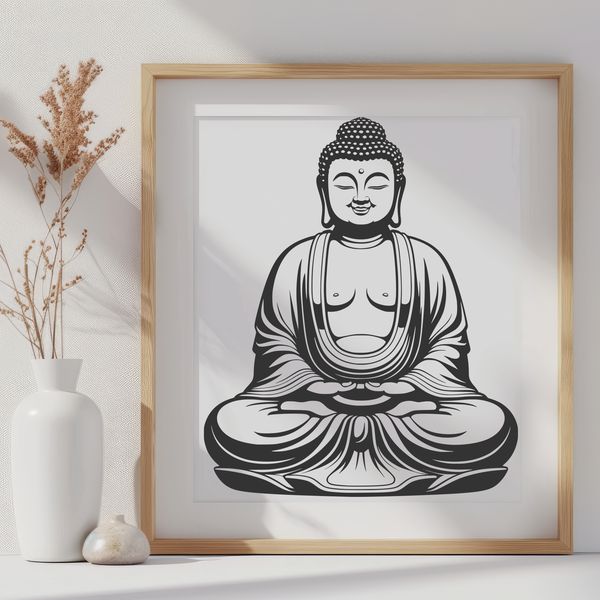 Eastern Icon Buddha figurine icon in vector format