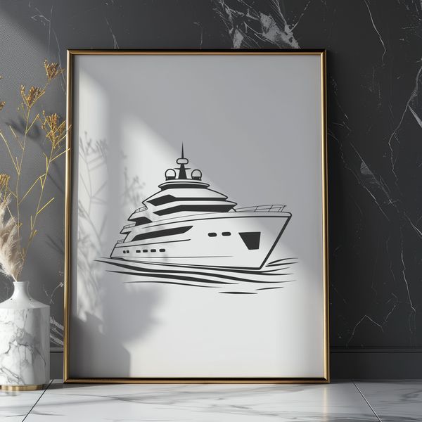 Vector Boat Design for Crafting A digital illustration of a boat in vector format, suitable for use in various design applications.