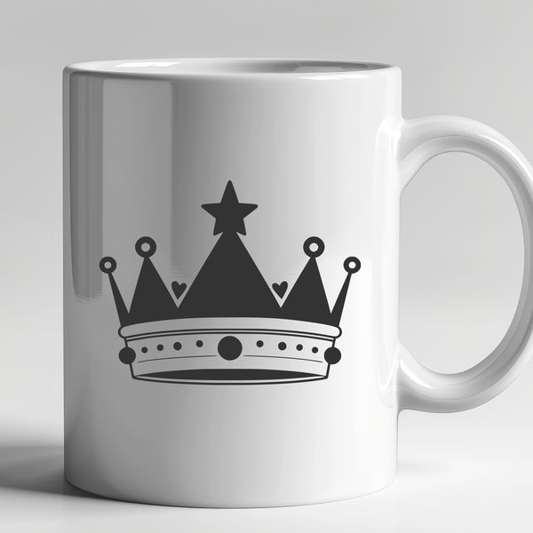 Elegant Crown Vector Design A digital crown design with intricate details, suitable for vector art and cutting machine applications.