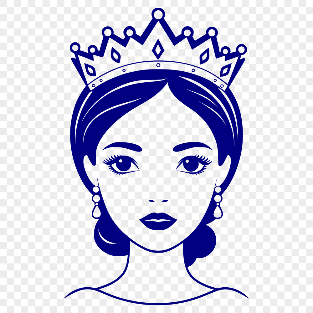 A royalty-inspired female figure in traditional attire, suitable for vector design projects.