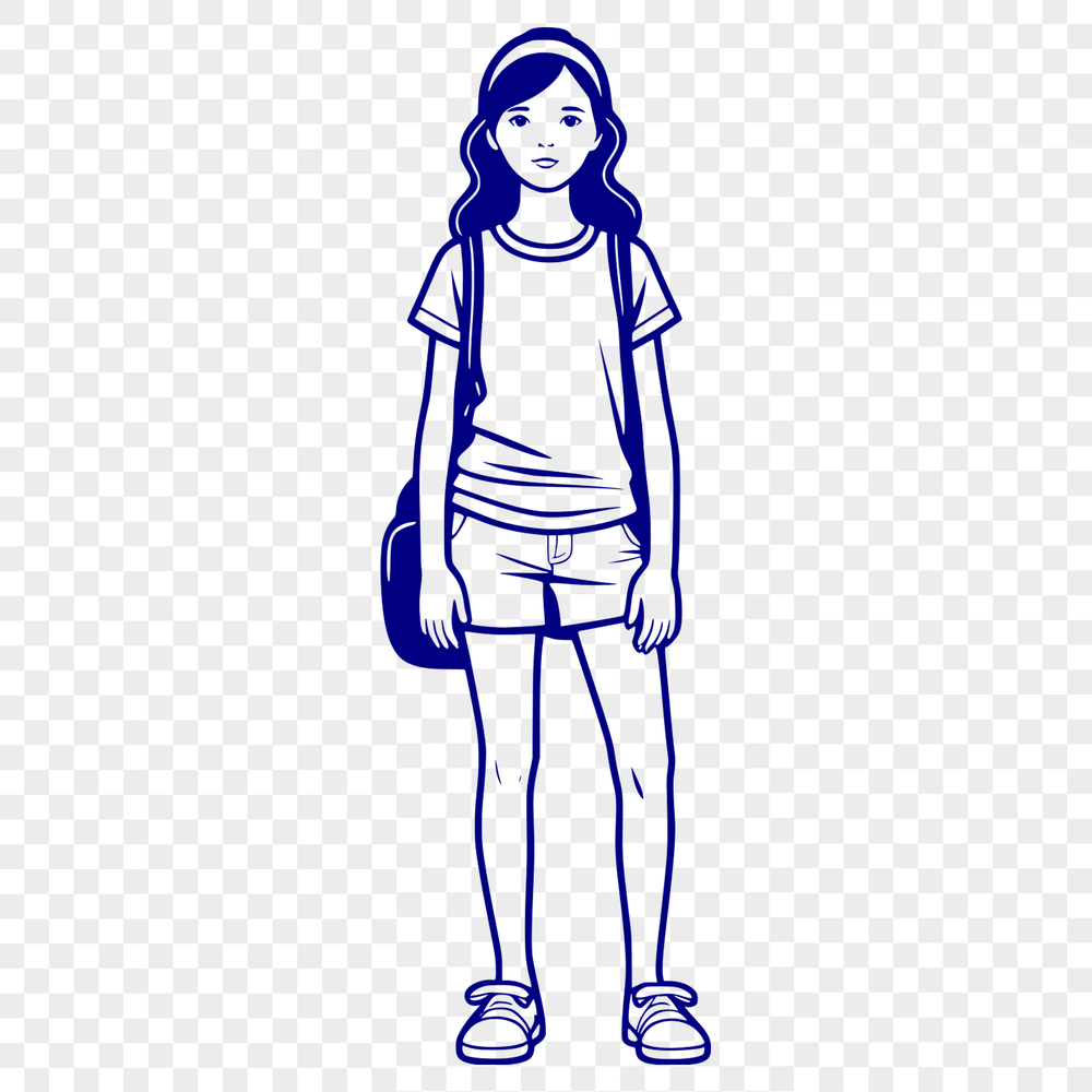 Cute Girl Clip Art SVG Design Simple girl SVG design for cutting machines and digital editing.