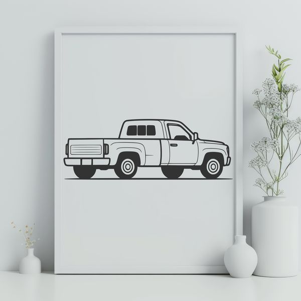 Creative Vehicle Design Template Illustrated pickup truck design for vector graphics