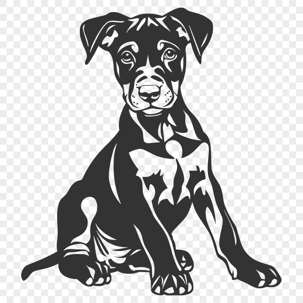 Creative Sitting Doberman Pinscher Vector Illustration