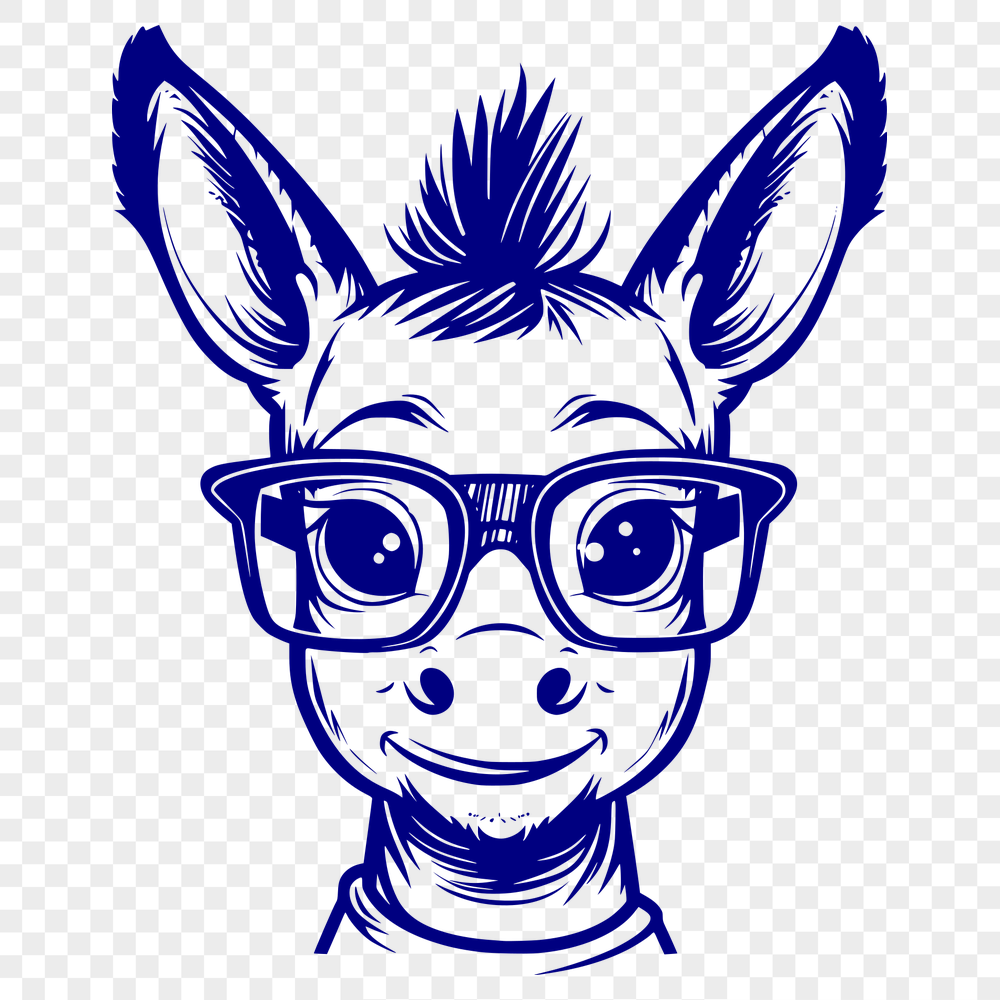 Cute Donkey Wearing Glasses