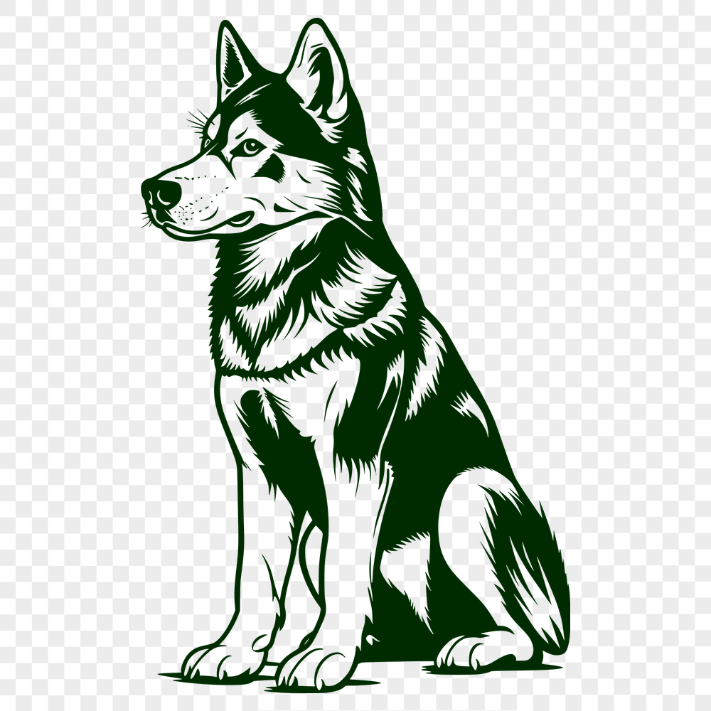 Artistic Sitting Husky Illustration