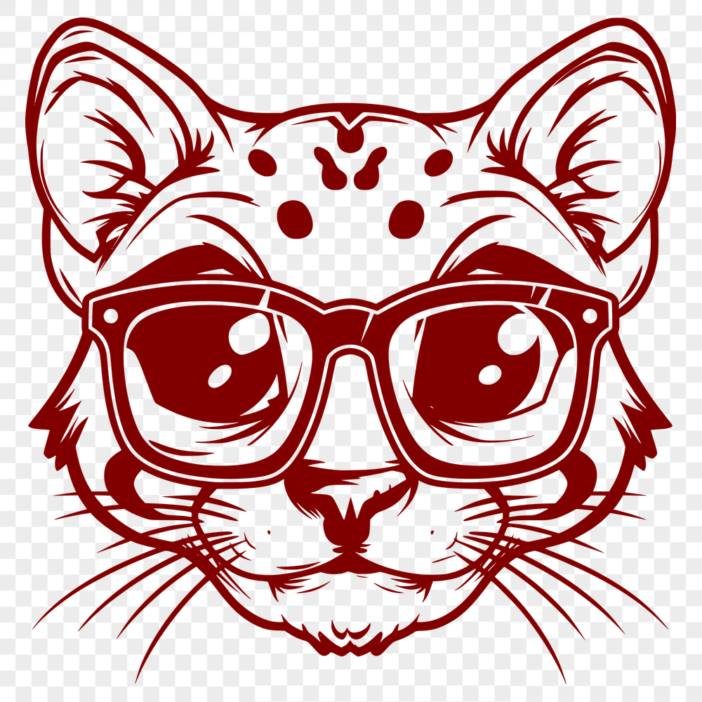 Artistic Big Cat Wearing Glasses DXF