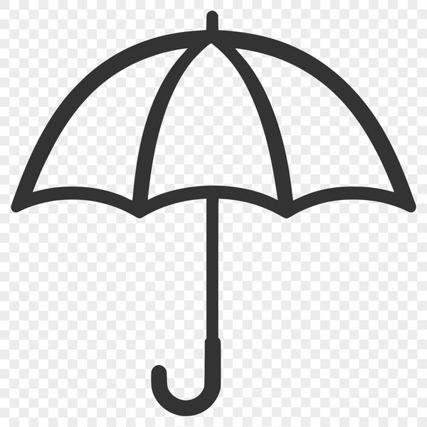 An open umbrella design with a transparent background suitable for vector art projects.