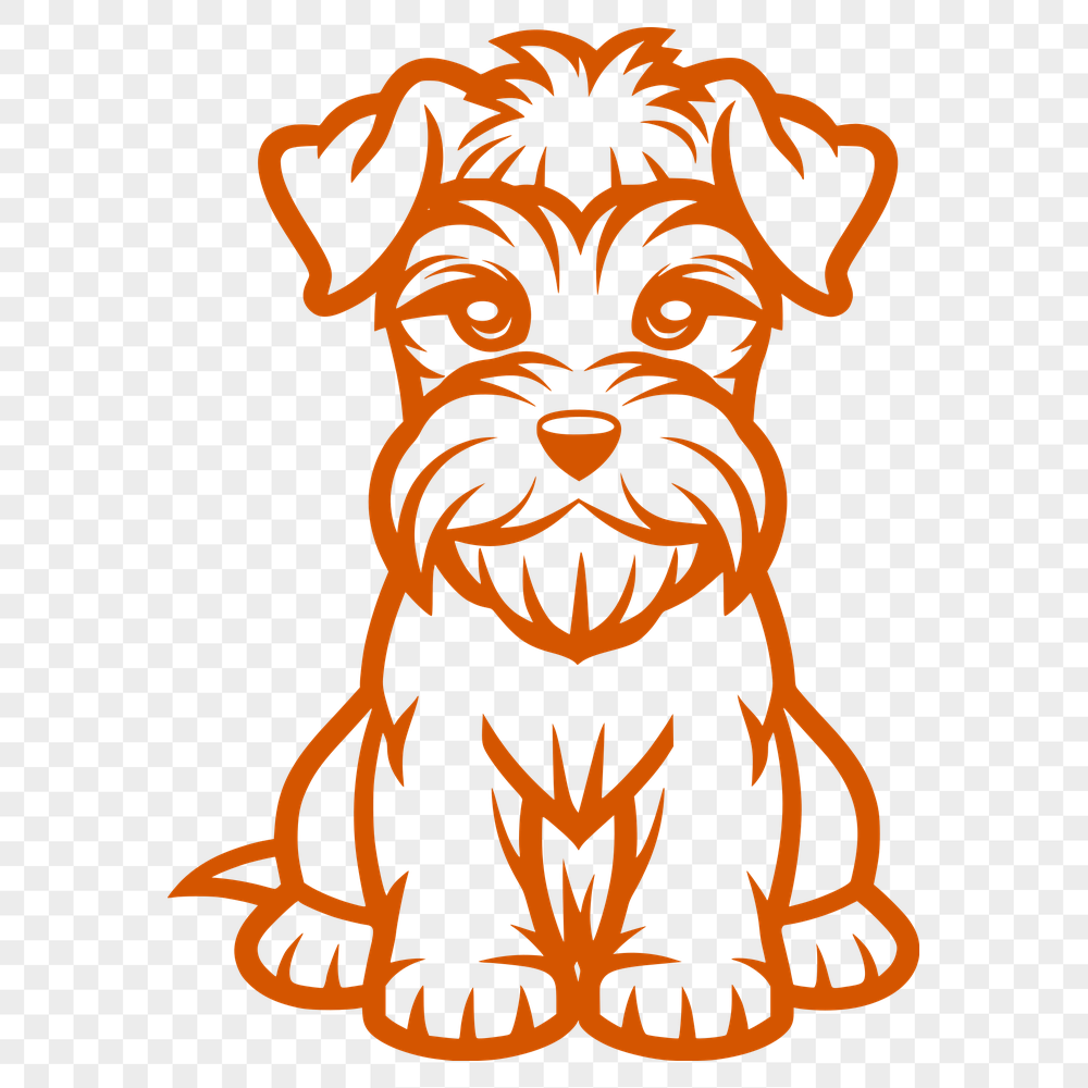 Free Artistic Miniature Schnauzer Simple Line Drawing