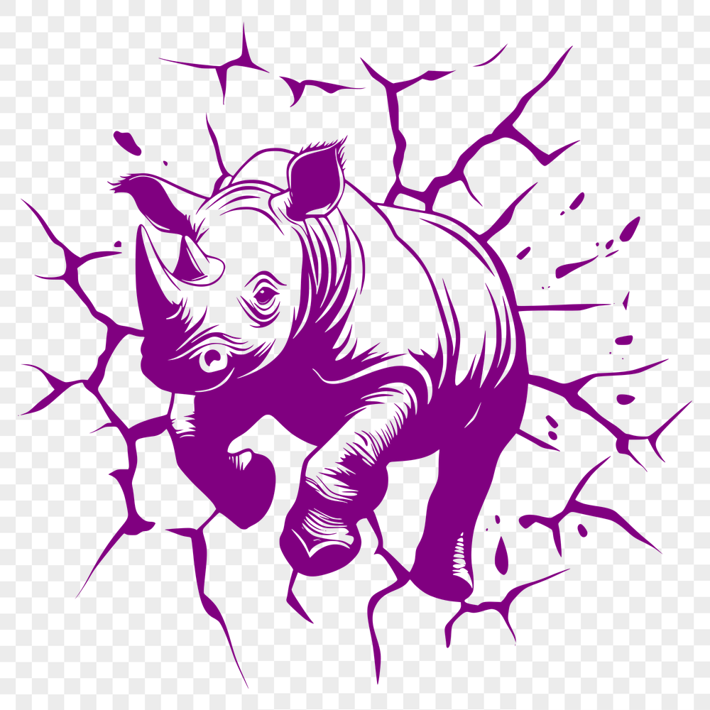 Safari Animal Smashing Through Wall Template SVG - Free Commercial Use